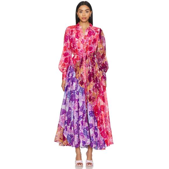 Aje Collisions Smock Maxi Dress in Kaleidoscopic Rose New - Picture 1 of 12